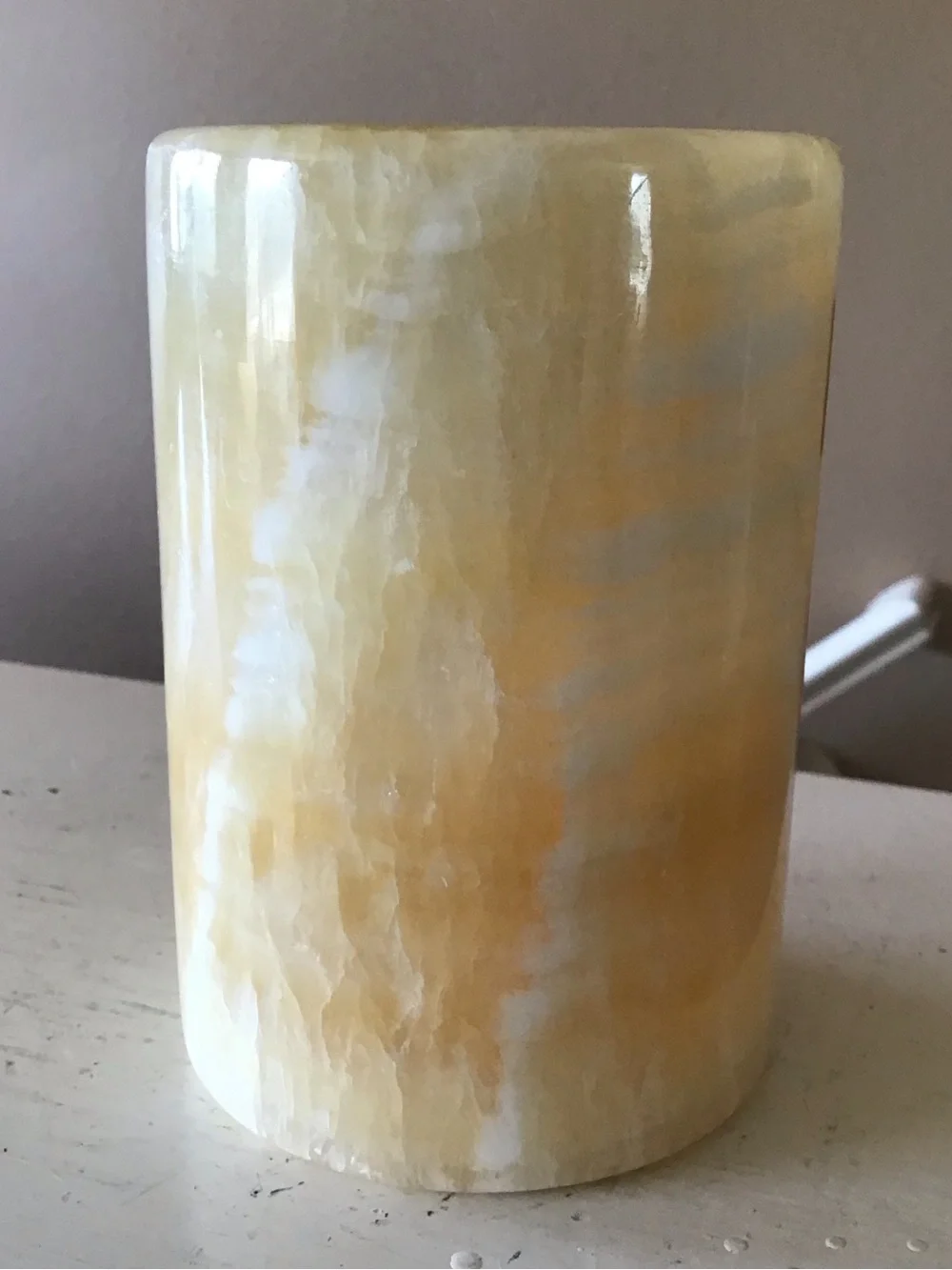 Vintage Marble Cream Colored Stone Pillar Candleholder - Picture 2 of 3